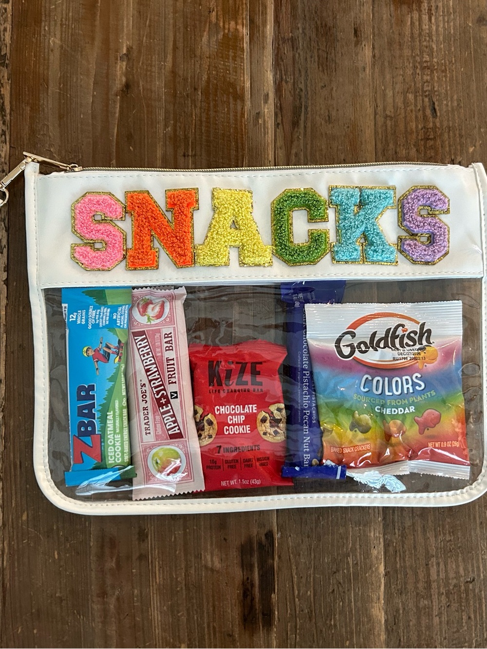 Kids Clear Snack Pouch with Colorful 'SNACKS' Puffy Lettering